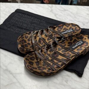 Pedro Garcia NEW! Leopard Crystal Embellished Slip On Sandal Size 38